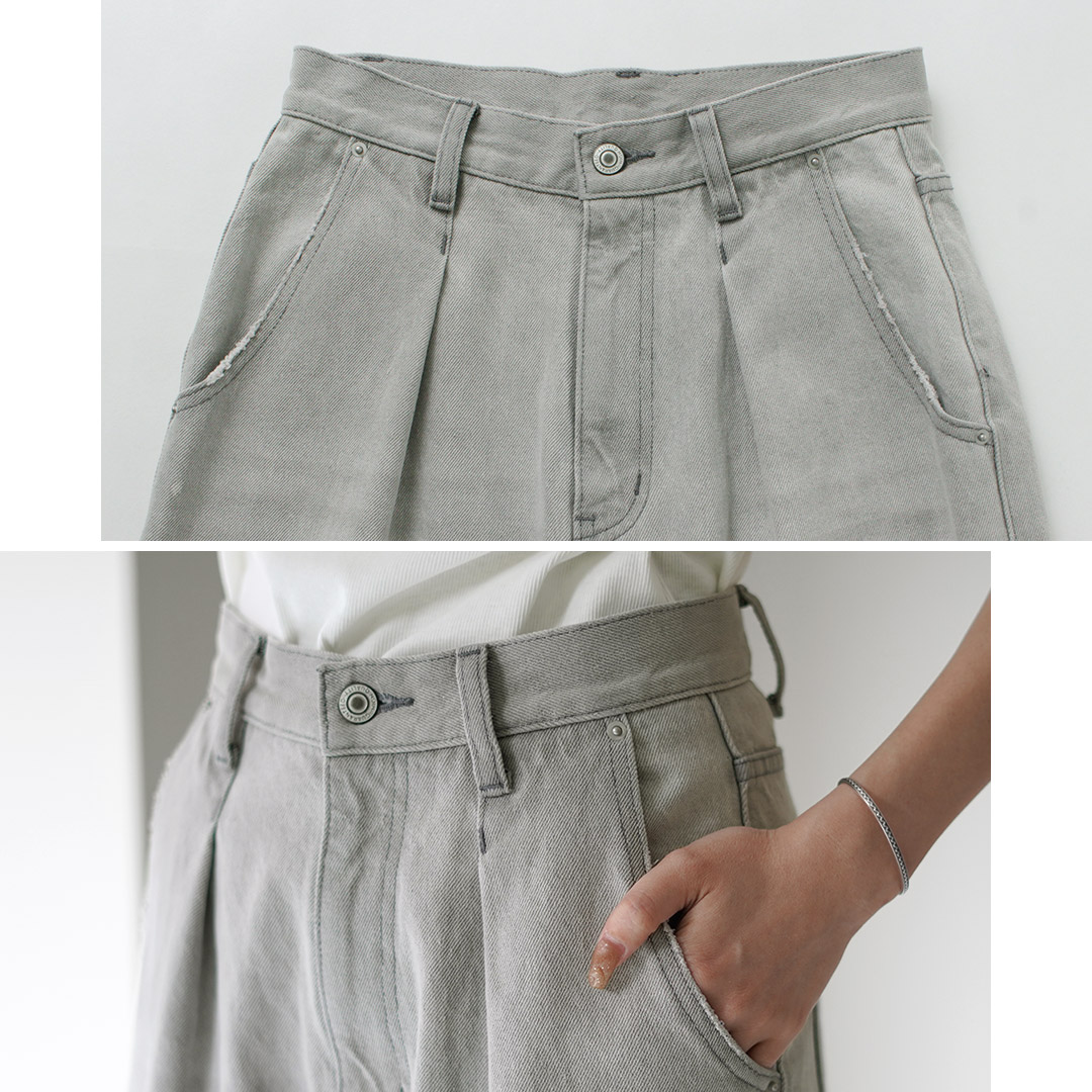 ‼️未使用　YENN グレー　ハイライズワイドタックパンツ40 YENN YENN（イェン） ハイライズ タックワイドパンツ / レディース