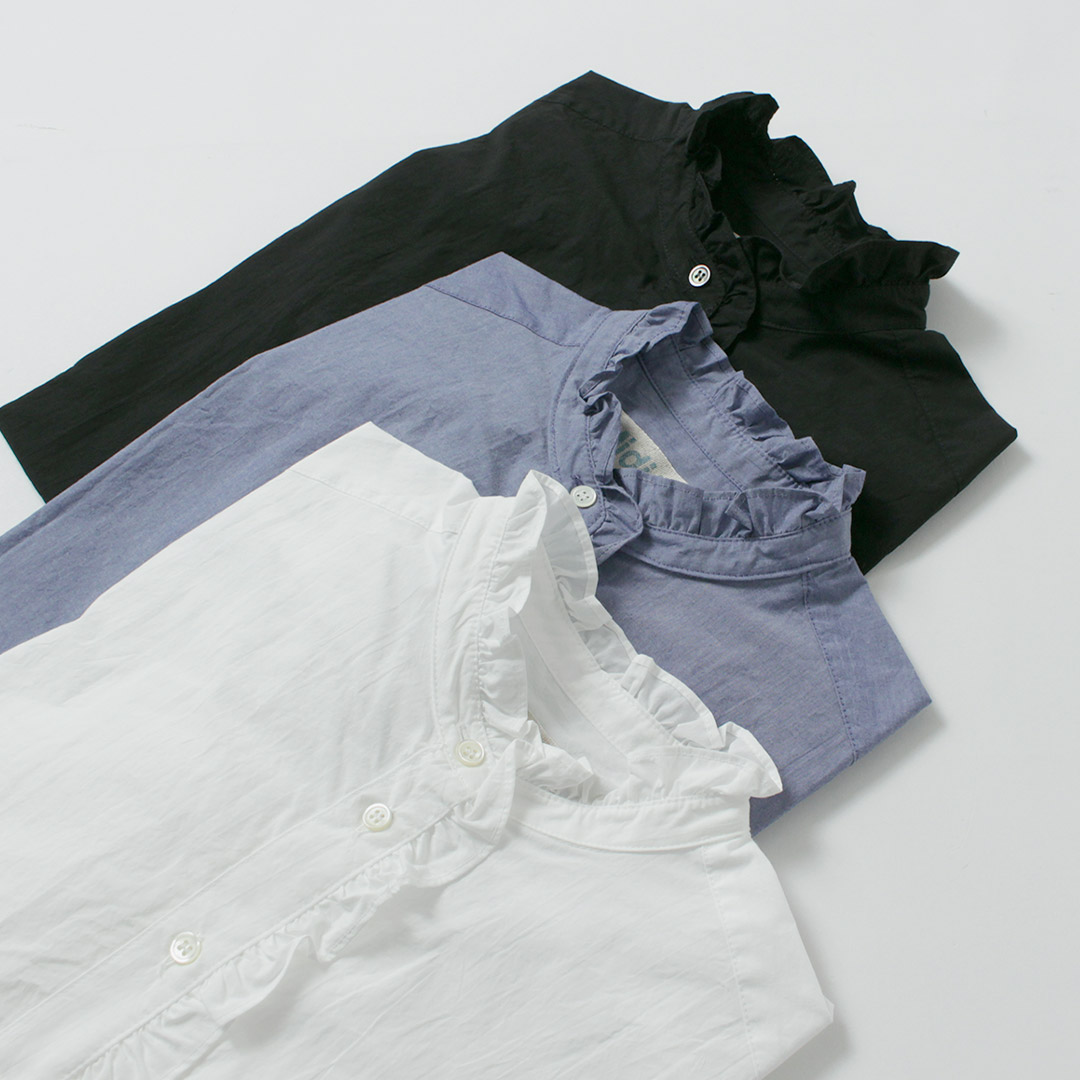 MidiUmi（ミディウミ） フロント ハーフフリル シャツ / レディース