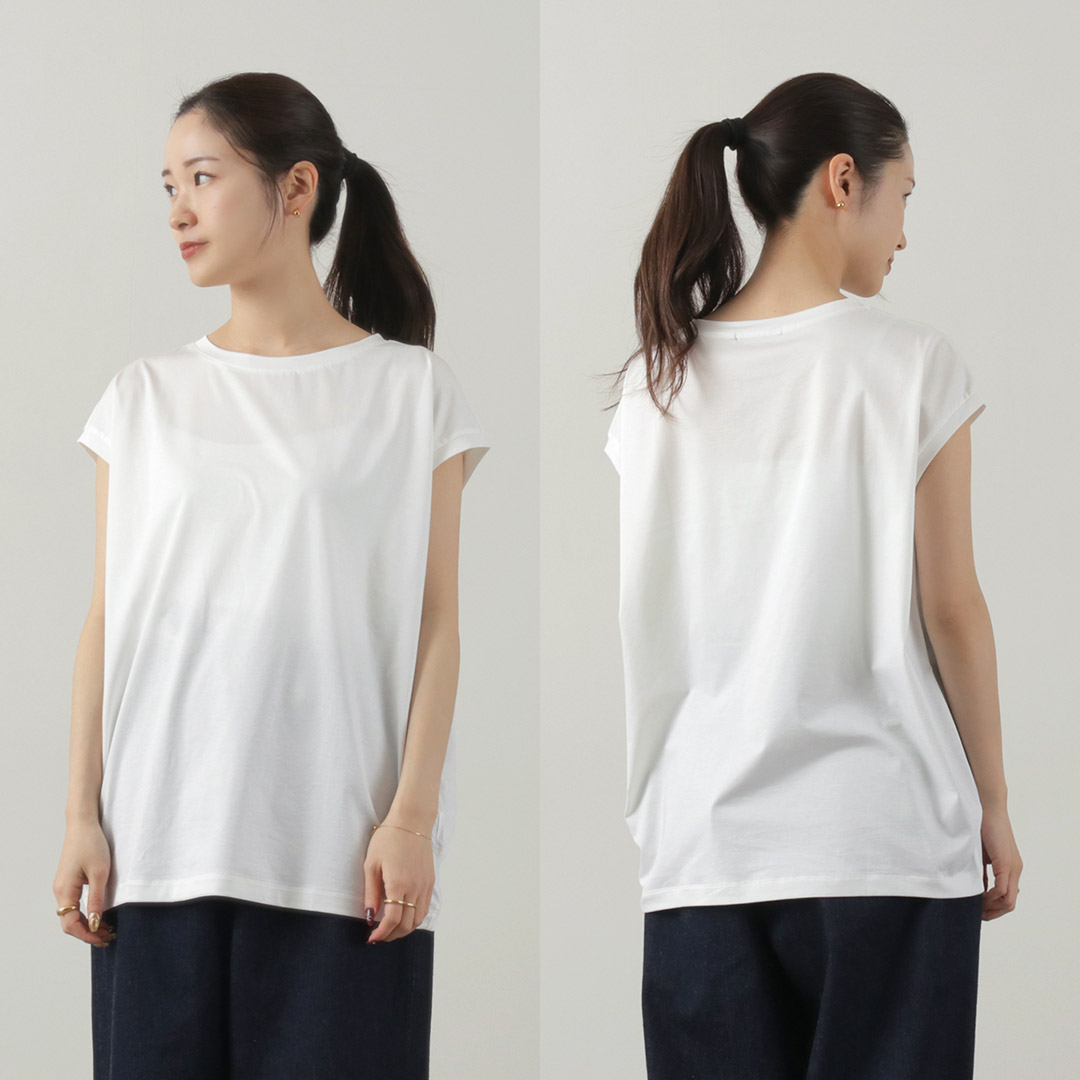 [B] 【SALE・セール】 ミズイロインド mizuiro ind カットソー Tシャツ レディース 日本製 JAPAN フレンチスリーブサイドアップ プルオーバー mizuiroind [B] 【SALE・セール】 ミズイロインド mizuiro ind