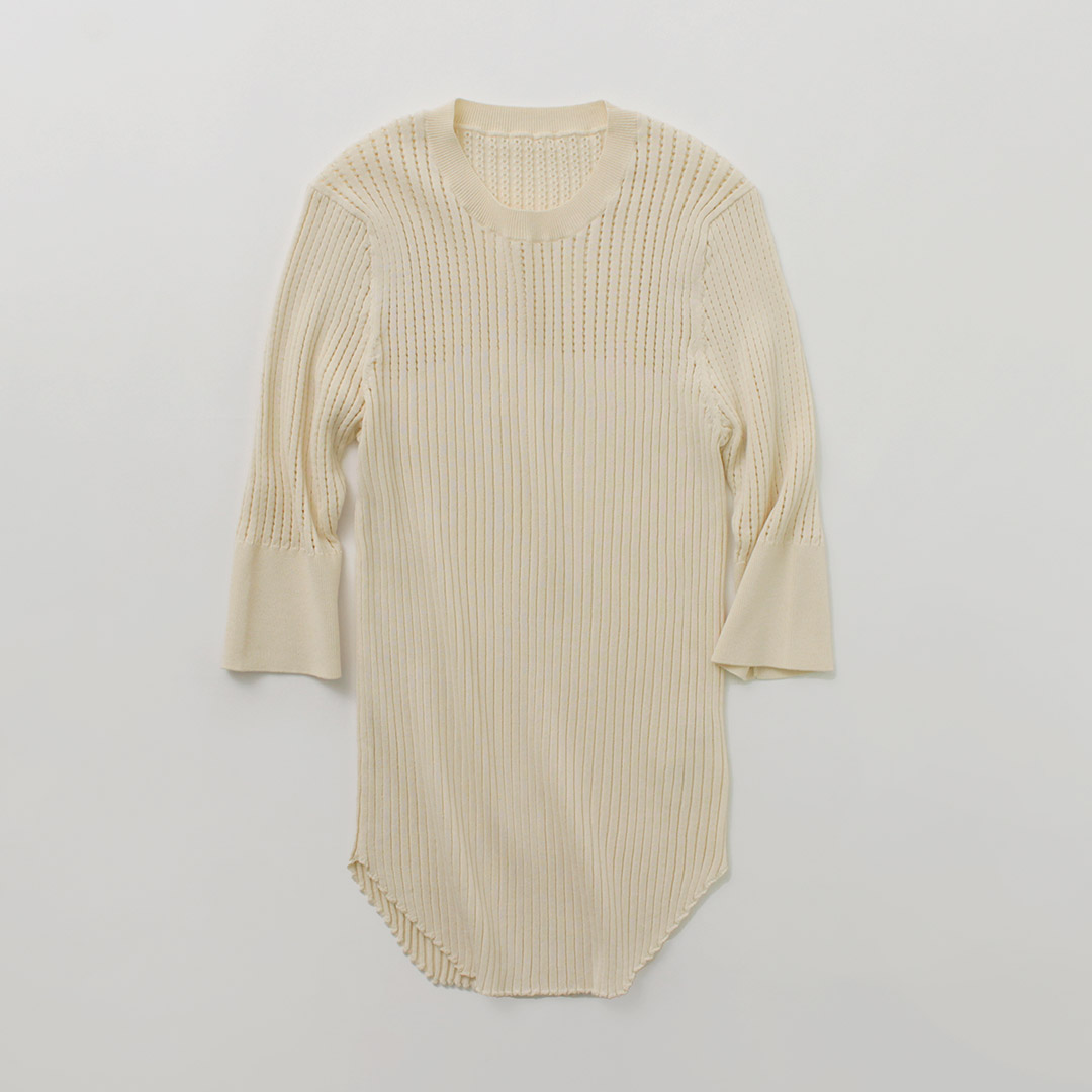 ETRE TOKYO（エトレトウキョウ） ハーフスリーブリブメッシュニット