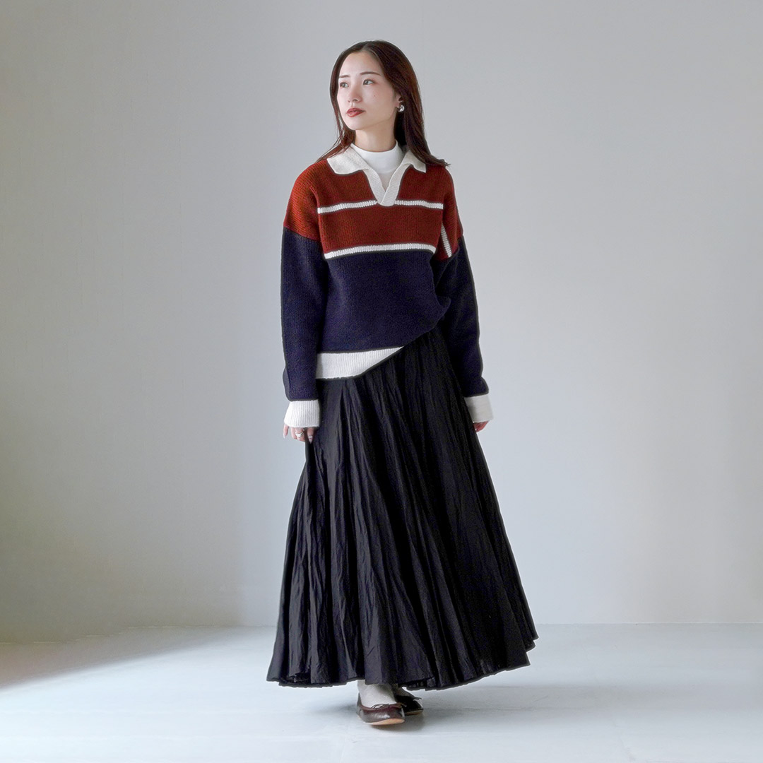 TRICOTS JEAN MARC（トリコットジーンマルク） ボーダー ニットプルオーバー / ポロニット レディース 長袖 襟付き 柄 TRICOTS JEAN MARC MARC（トリコットジーンマルク） ボーダー