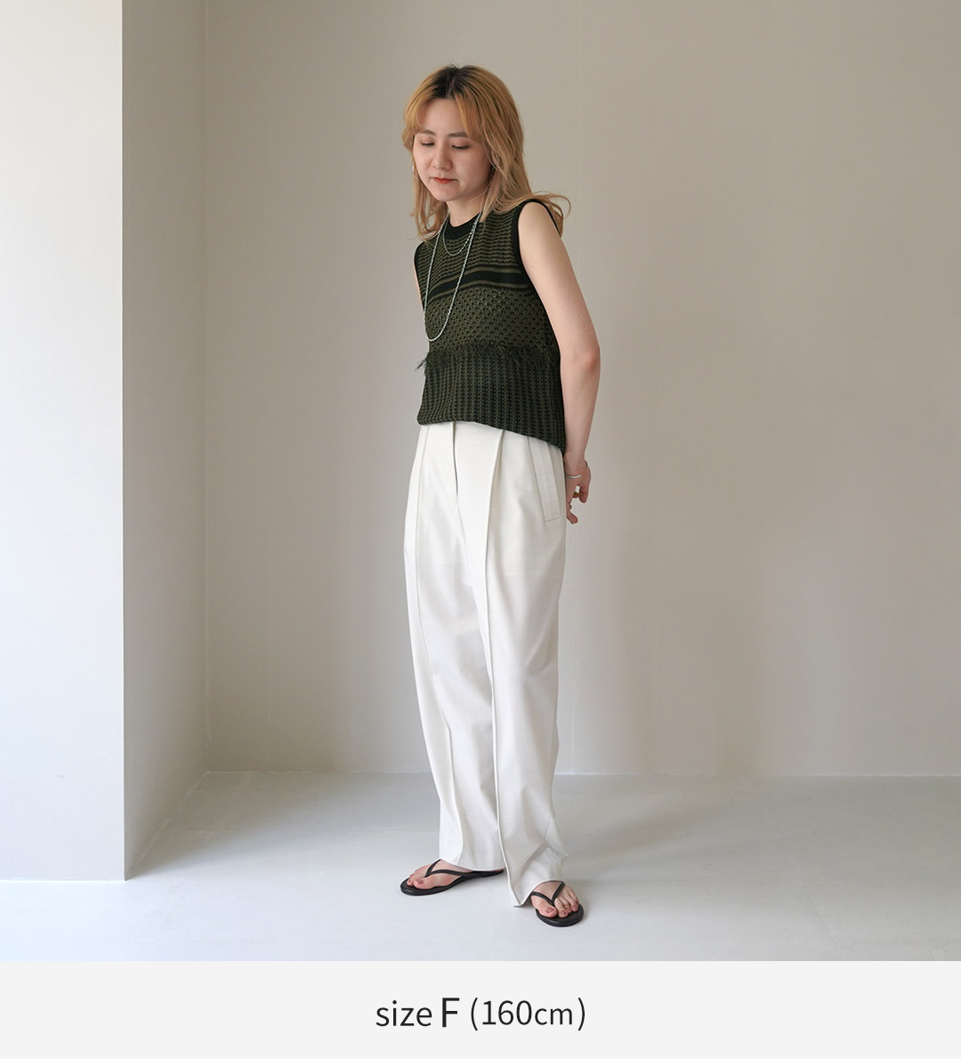 CHIGNON（シニヨン） JQ編みノースリニット / レディース トップス ニット クルーネック ノースリーブ CHIGNON CHIGNON（シニヨン） JQ編みノースリニット