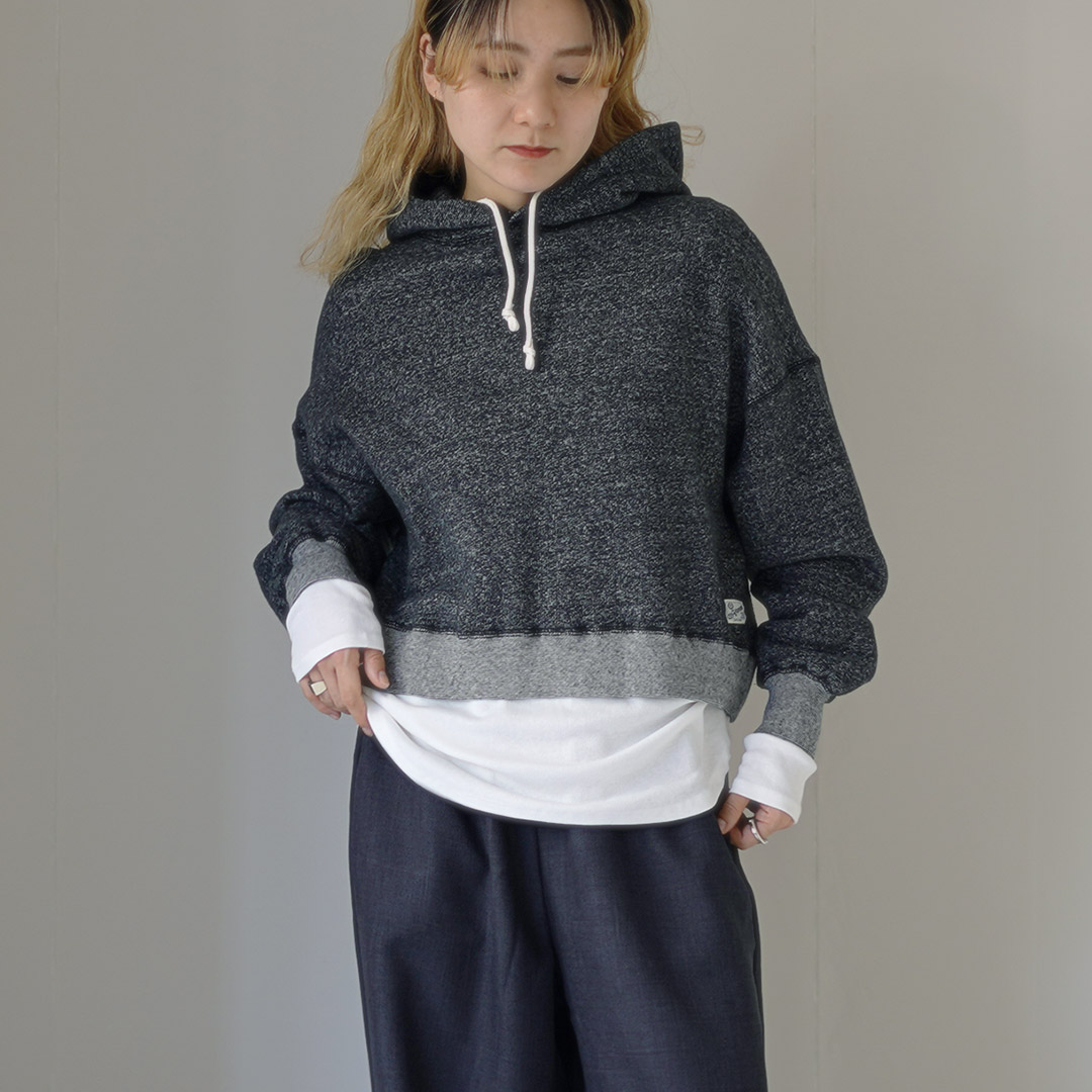KEPANI（ケパニ） Hanalei ショートフ?ディー / スウェット 綿100 無地 レディース トップス 長袖 裏起毛 コットン 日本製