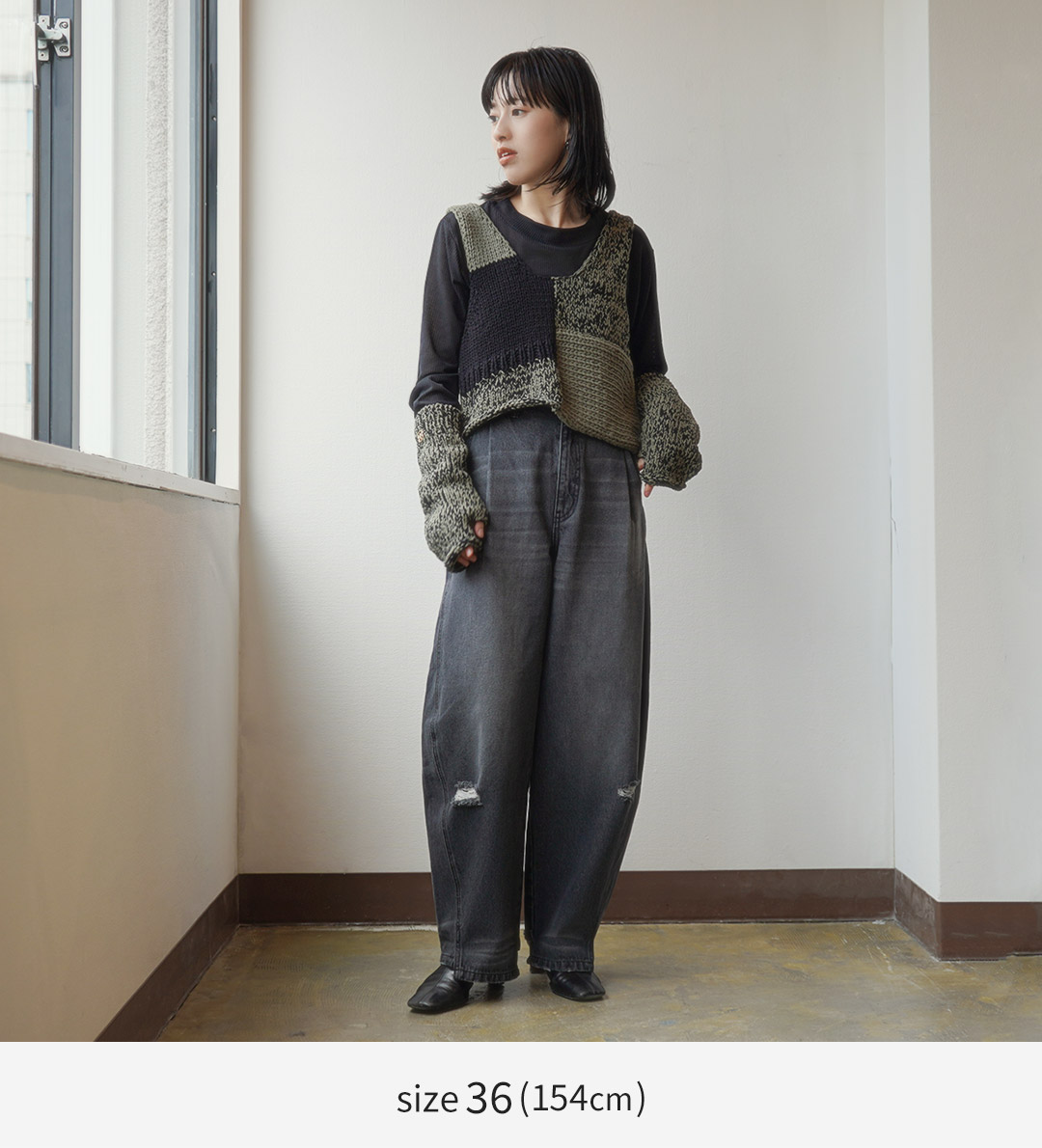 楽天市場】YENN（イェン） カーブシームデニム パンツ グレー
