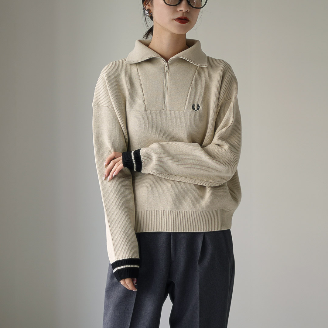 FRED PERRY(フレッドペリー) ハーフジップ ジャンパー / ニット レディース トップス プルオーバー 長袖 : 20387 ...