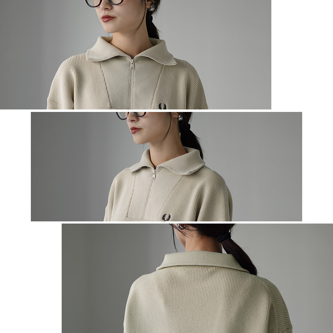希少 イタリア製 XLサイズ相当 FRED PERRY カシミヤ ニット FRED PERRY セーター ニット / 別注 フラッフィ クルーネック
