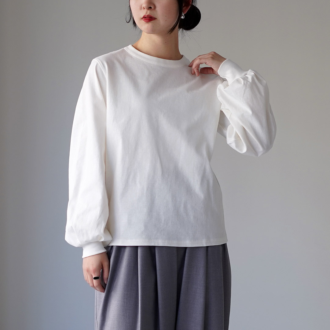 mizuiroind（ミズイロインド） パフスリーブ ロングTシャツ 日本製