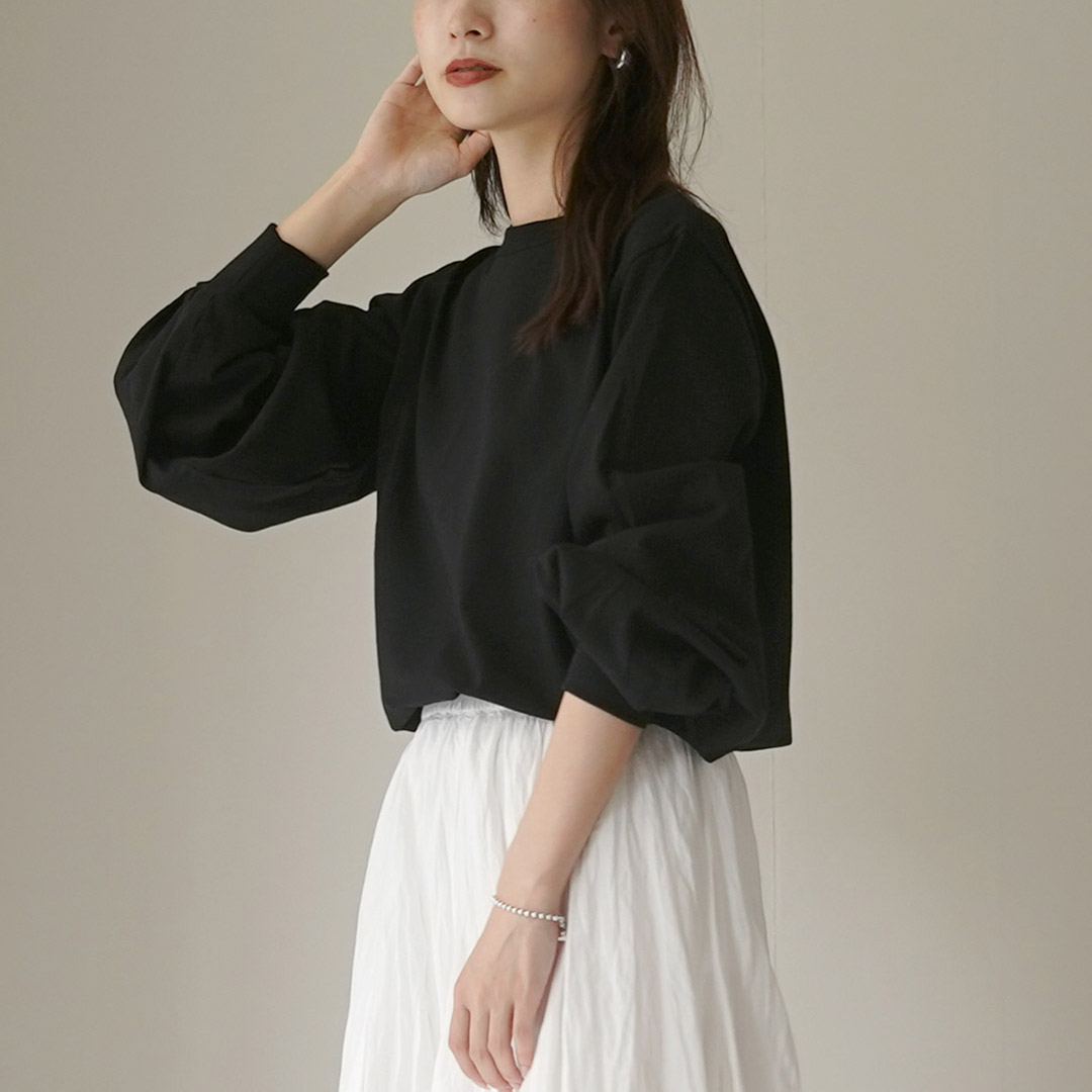 mizuiroind（ミズイロインド） パフスリーブ ロングTシャツ 日本製 