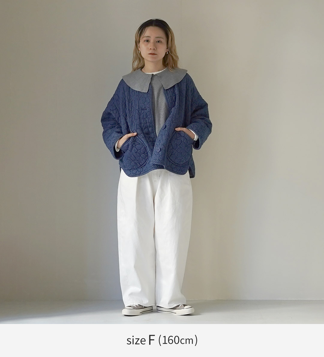 tumugu（ツムグ） ちょうちょうキルティングデニム ジャケット / 綿