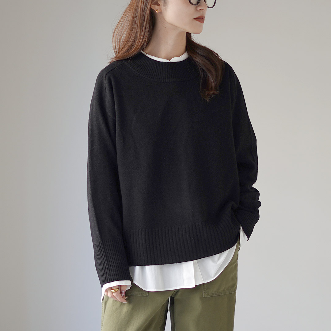 MAO MADE（マオメイド） メリノウール スタンダード プルオーバー / レディース ニット 長袖 モックネック MAO MADE（マオメイド） メリノウール スタンダード プル