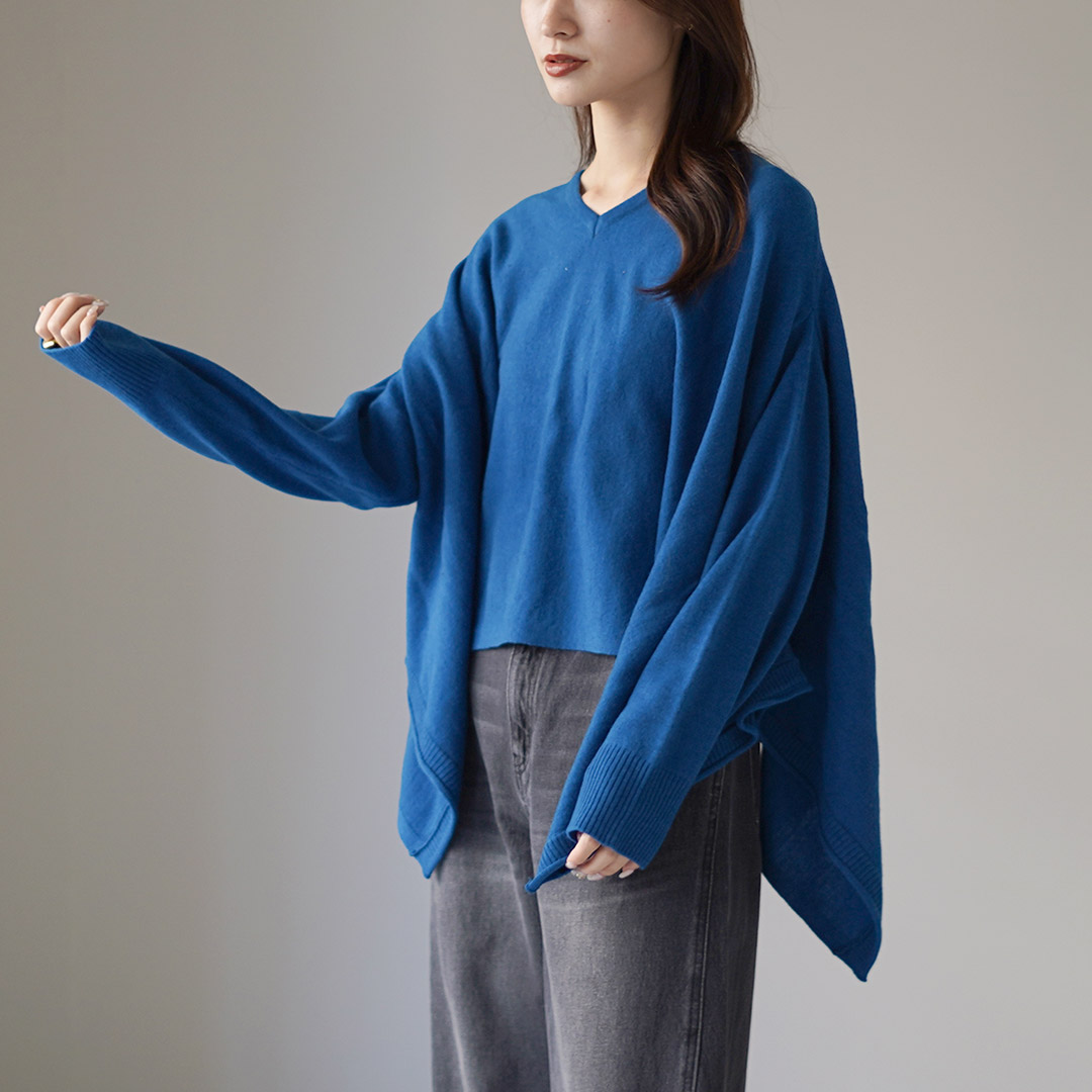 MAO MADE（マオメイド） メリノウール イレギュラーヘム Vネックプルオーバー /ニット セーター Vネック レディース MAO MADE（マオメイド） メリノウール イレギュラーヘム Vネック