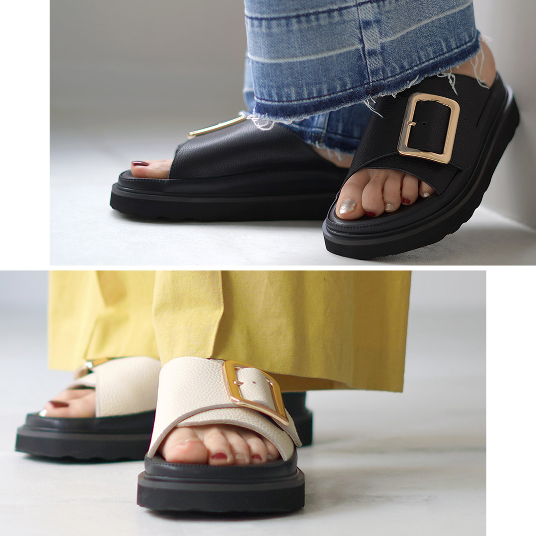 MOHI 【動画あり】MOHI（モヒ） ビッグバックル レザーサンダル