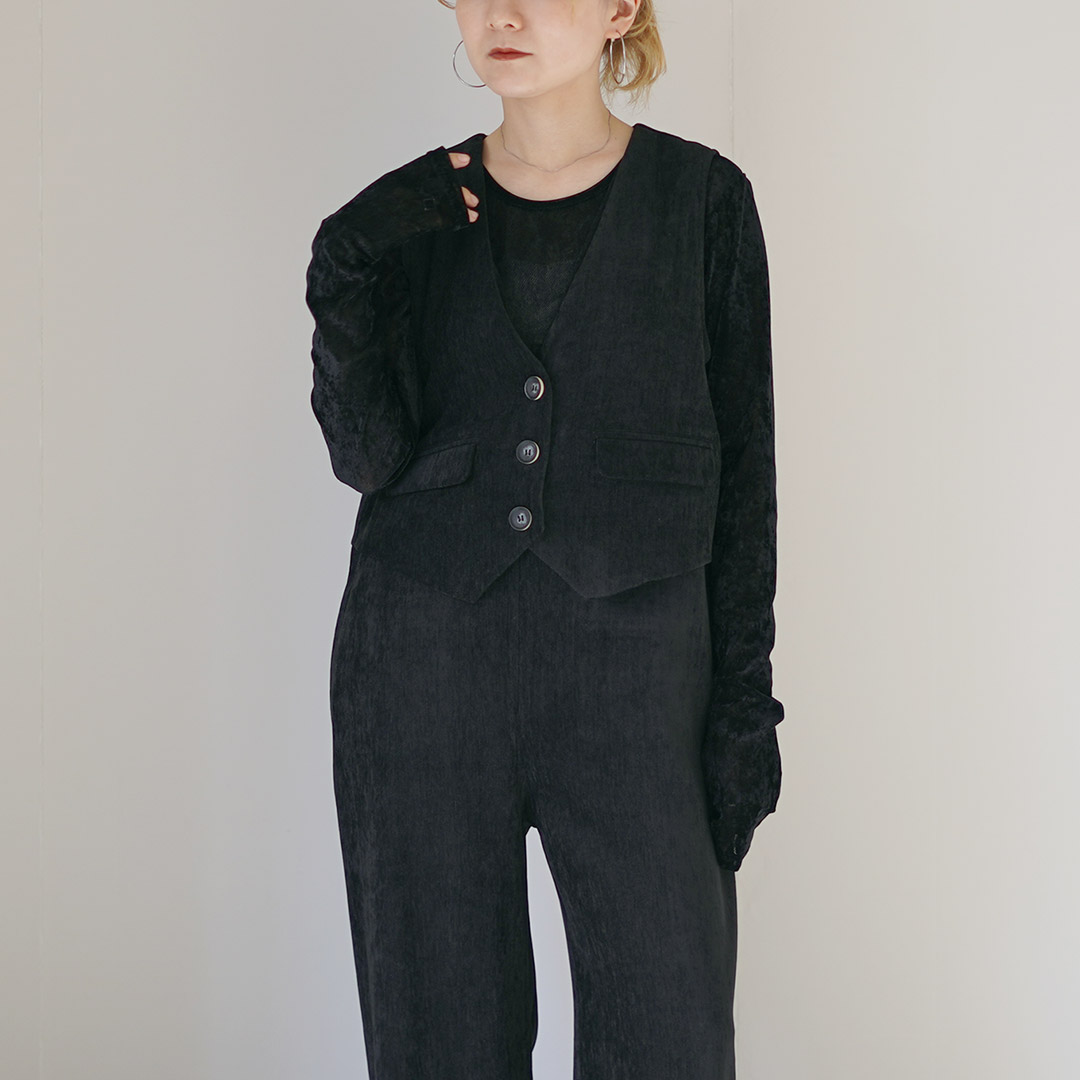 CYAN TOKYO（シアン トーキョー） スラブモール コンビベスト サロペット / レディース パンツ オーバーオール フォーマル | CYAN TOKYO | 03