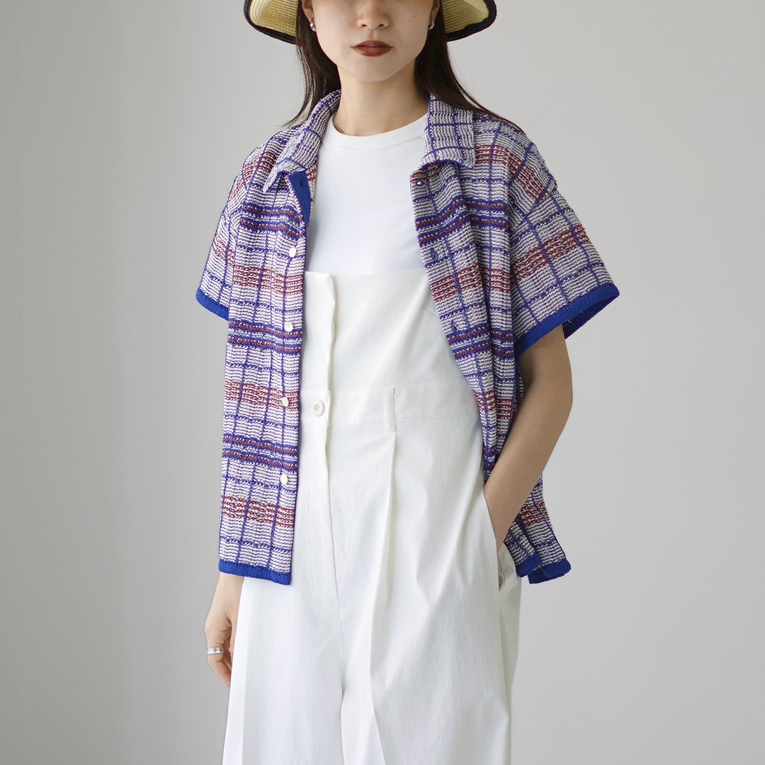 coohemコーヘンAloha Eyelet Knit レースアップ半袖シャツ Coohem（コーヘン）の「【COOHEM】レースニット アロハシャツ