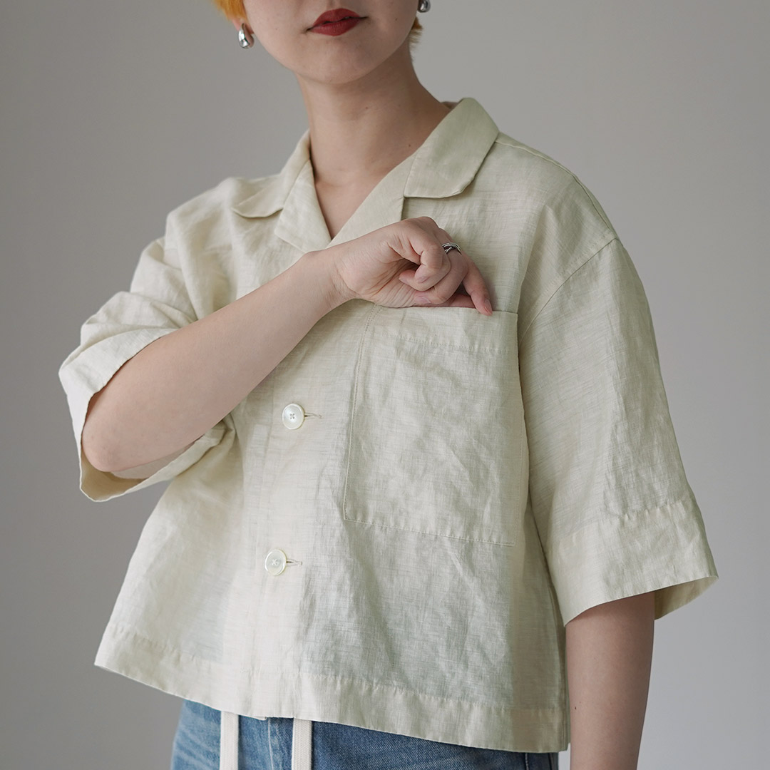 LE GLAZIK（ルグラジック） リネンレーヨン オープンカラー シャツ 