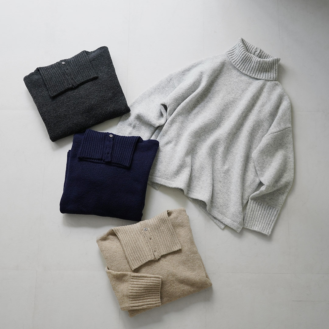 yomoページ　二口分用 mao made（マオメイド） 別注 2WAY タートルネック ニット