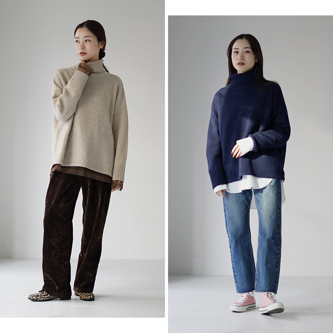 yomoページ　二口分用 mao made（マオメイド） 別注 2WAY タートルネック ニット