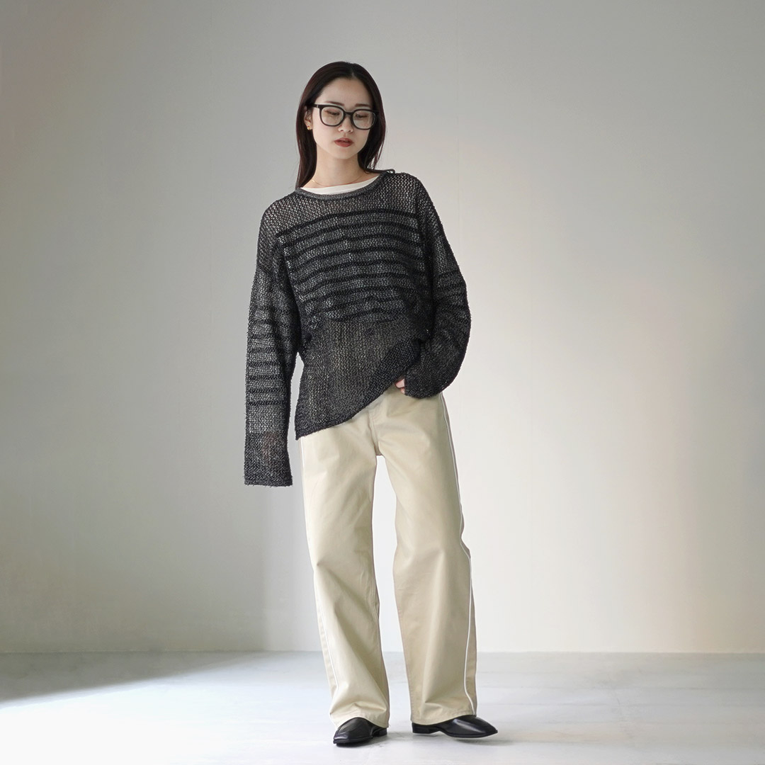 CHIGNON（シニヨン） スカシ編みルーズ プルオーバー / レディース トップス ニット シア? メッシュ 綿 CHIGNON CHIGNON（シニヨン） スカシ編みルーズ プルオーバー
