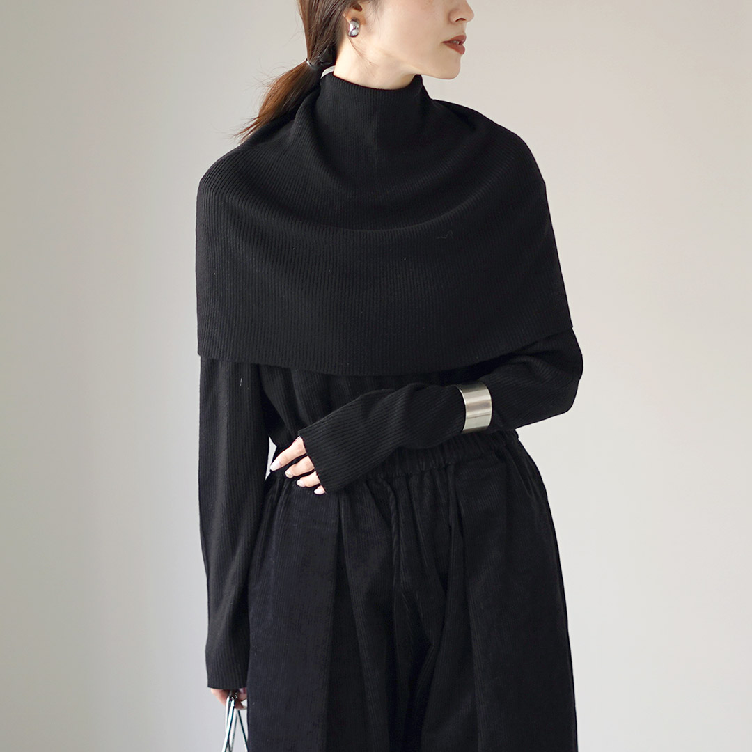 mizuiroind（ミズイロインド） ケープカラー リブプルオーバー