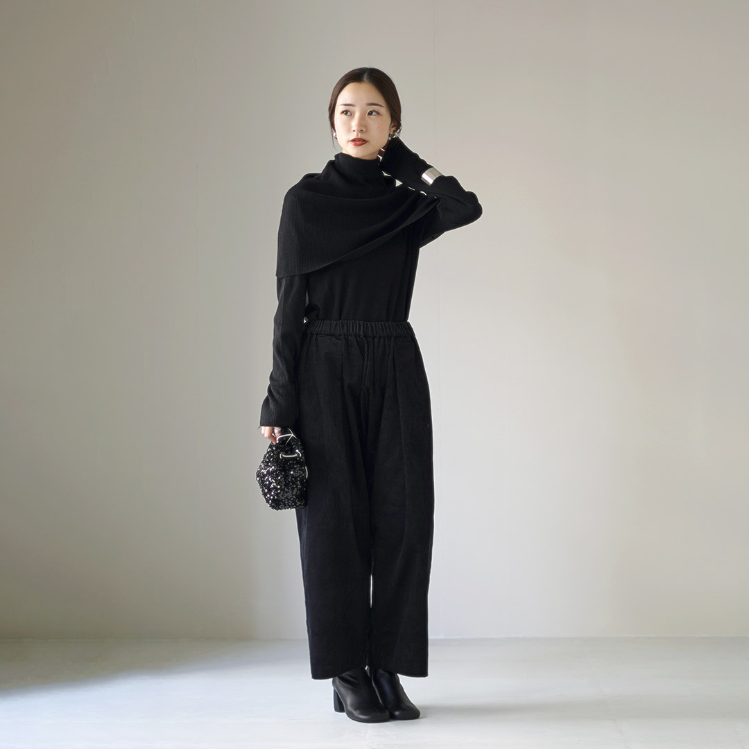 mizuiroind（ミズイロインド） ケープカラー リブプルオーバー