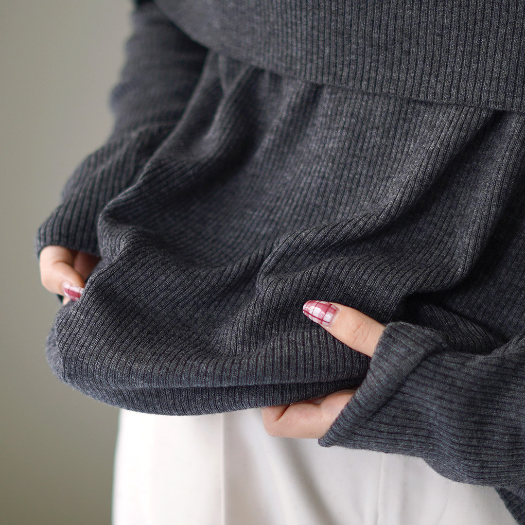 mizuiroind（ミズイロインド） ケープカラー リブプルオーバー