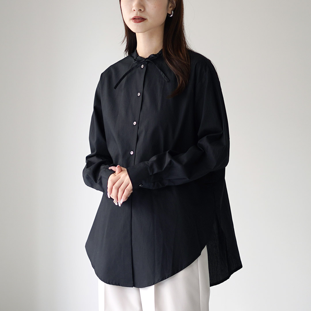 美品♪45R M コットン 長袖ブラウス インディゴ ロゴ ネイビー チュニック 美品♪45R M コットン 長袖ブラウス インディゴ ロゴ ネイビー