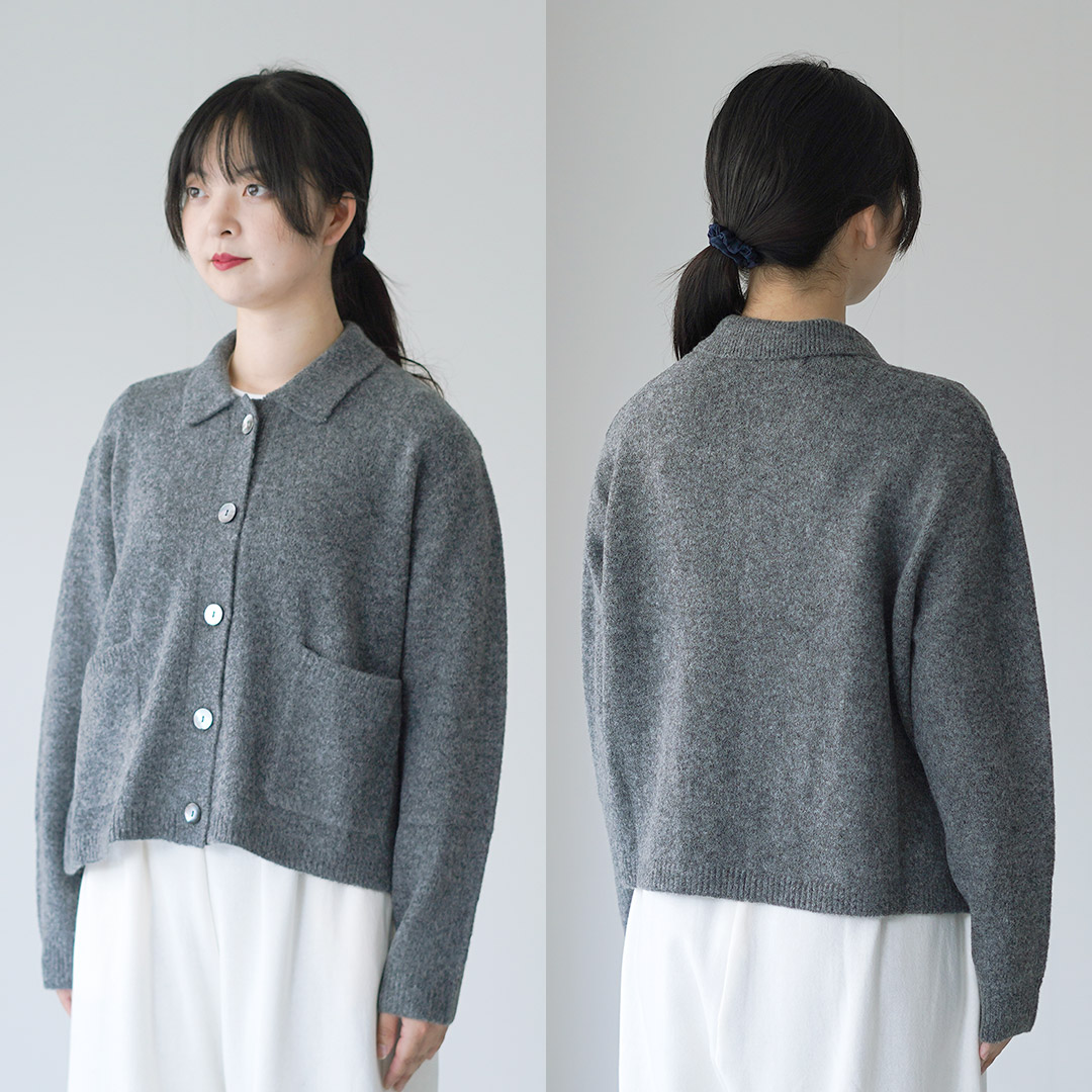 mizuiroind（ミズイロインド） 襟付き ショートカーディガン / ニット