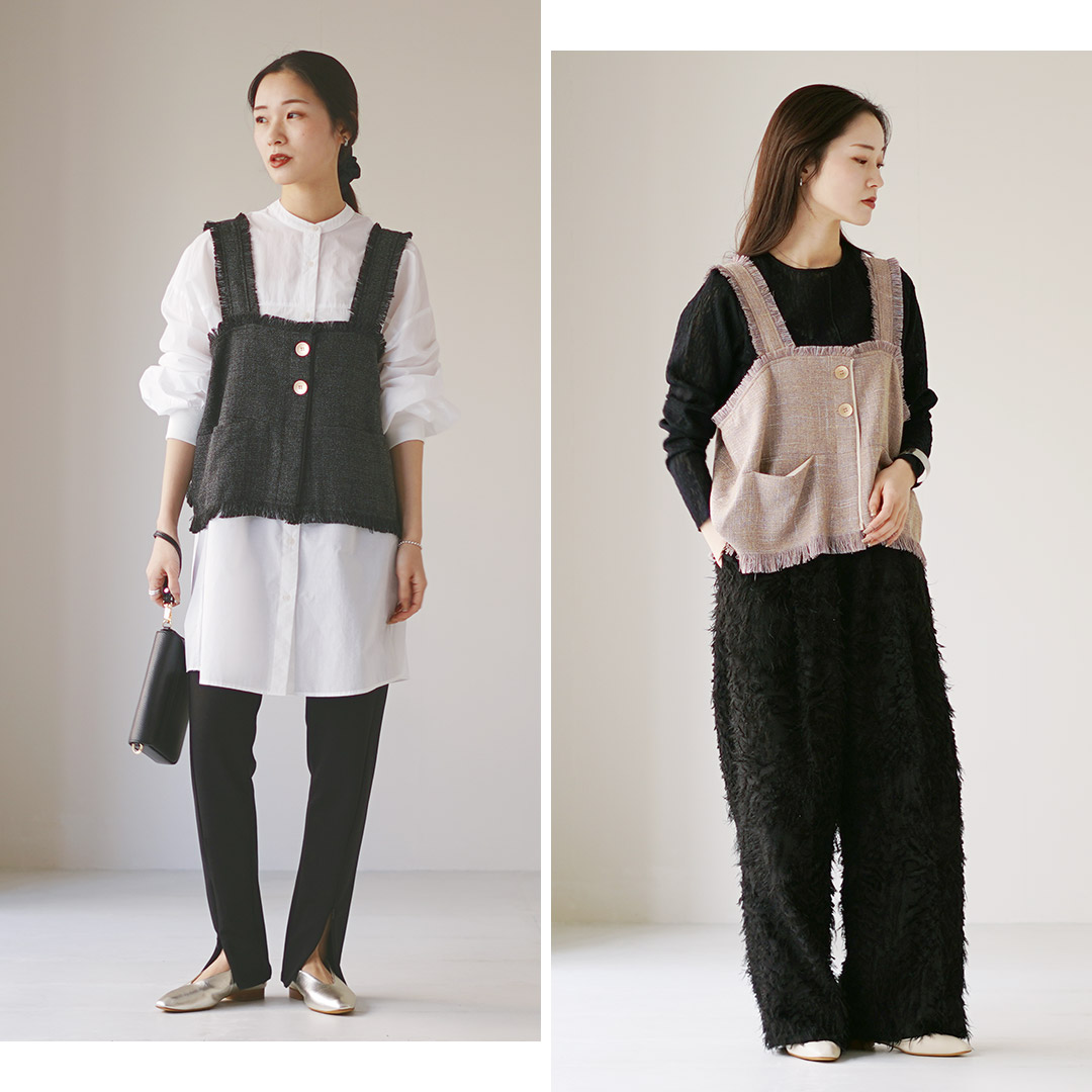 CYAN TOKYO（シアントーキョー） MIXツイード キャミベスト / 前開き