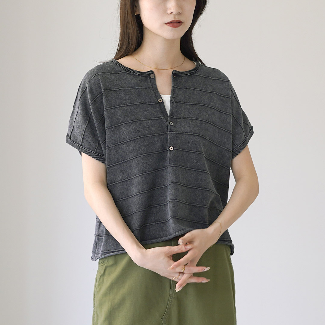 RYE TENDER（ライテンダー） モラガ トップ Tシャツ / カットソー 半袖 サマーニット ヘンリーネック 綿 コットン RYE TENDER TENDER（ライテンダー） モラガ トップ Tシャツ