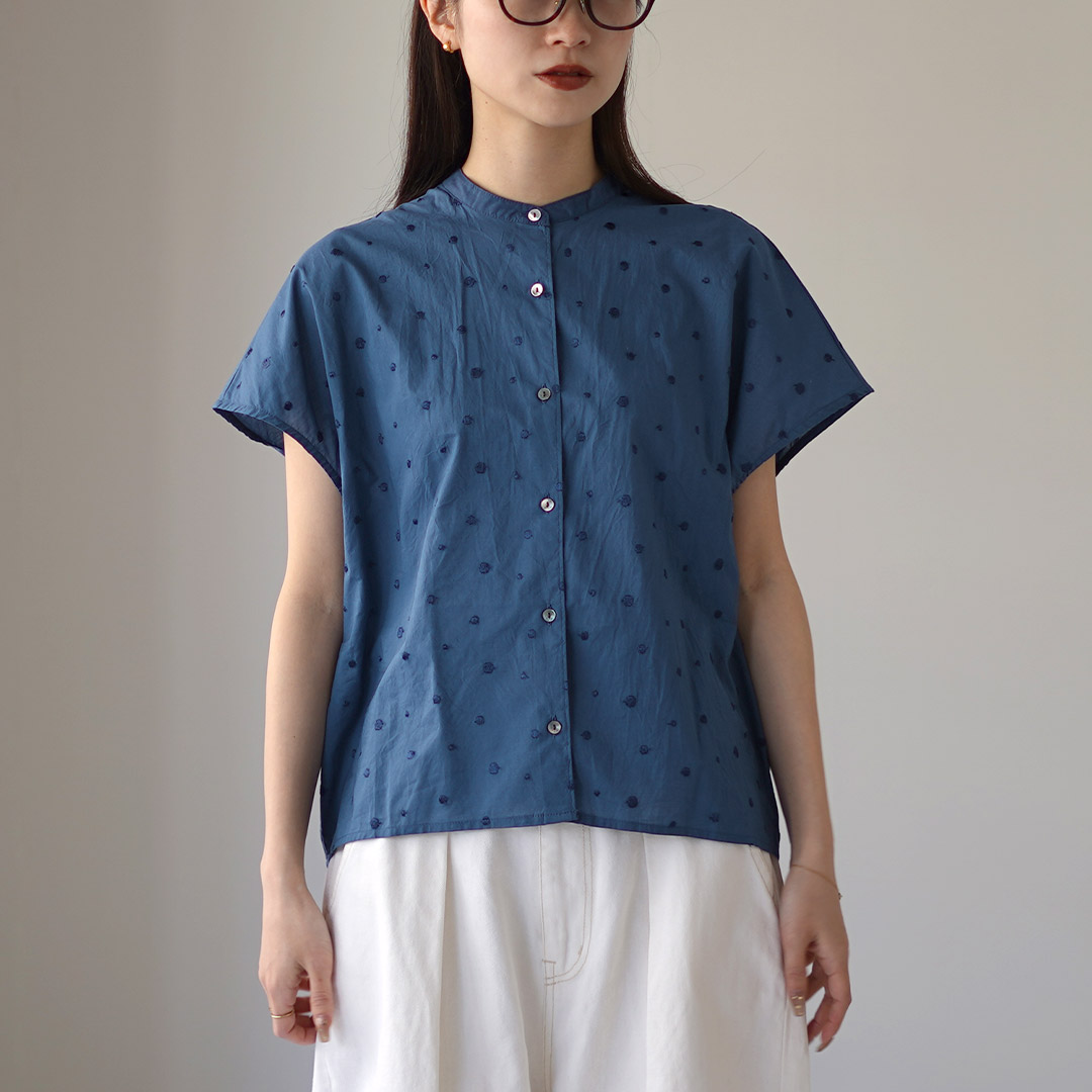mizuiroind MIDIUMI ドットブラウス MidiUmi MIDIUMI（ミディウミ） ドット シャツ ノースリーブ