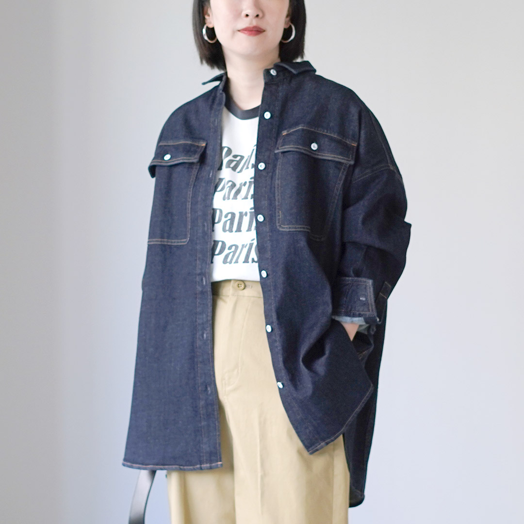 美品　ヘルシーデニム　アーモンド　オーバーサイズ　デニムジャケット　シャツ　S 美品 ヘルシーデニム アーモンド オーバーサイズ デニムジャケット