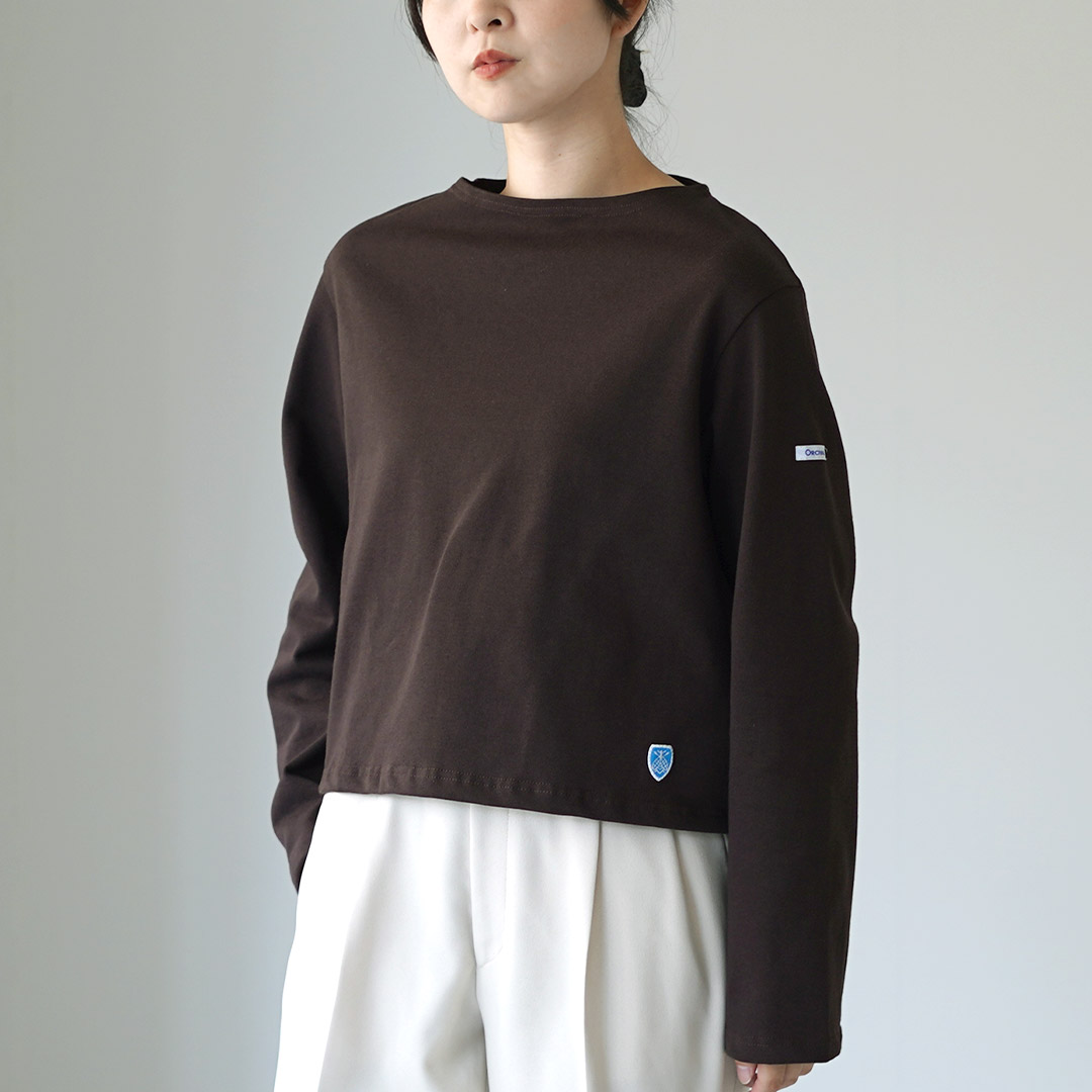 ORCIVAL（オーシバル） #B266 ボートネック ロングスリーブ クロップド