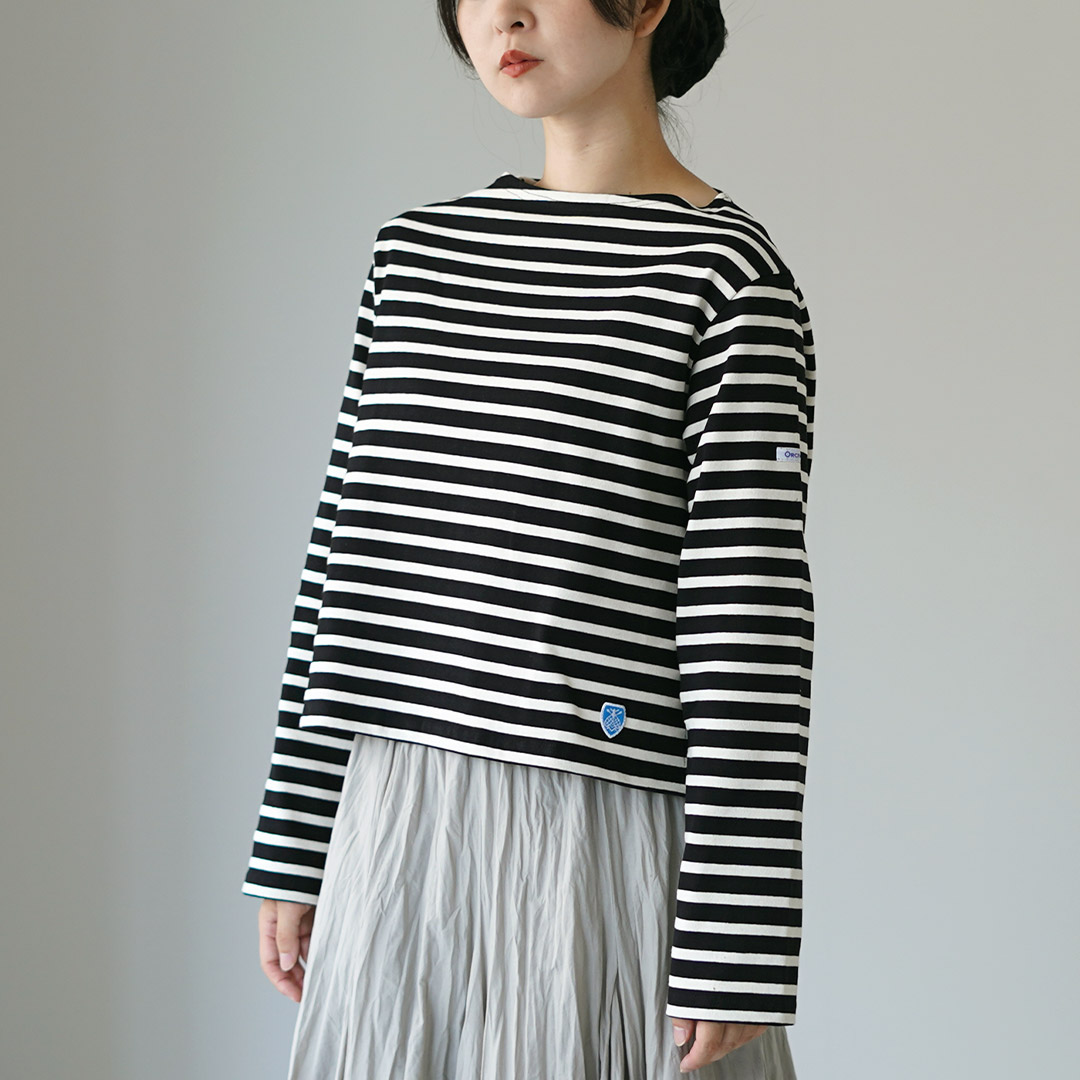 ORCIVAL（オーシバル） #B266 ボートネック ロングスリーブ クロップド