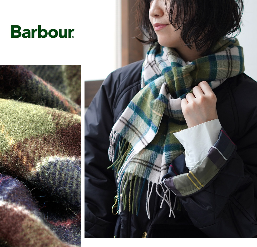 Barbour バブアー ラムウール マフラー　チェック柄 Barbour（バブアー） タータン ラムウール スカーフ / マフラー メンズ