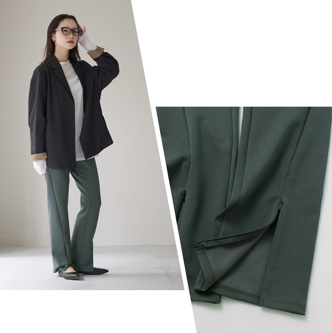 新品タグ付き　YONFA ヨンファ　ジャージースリットパンツ　ブラック yonfa ジャージースリットパンツ ブラック 試着のみ