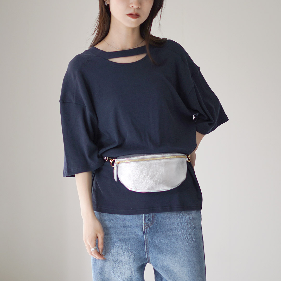 YENN（イェン） 2WAY Vネック トップス / カットソー Tシャツ 半袖 五分袖 透け感 シアー 前後 ゆったり YENN YENN（イェン） 2WAY Vネック トップス / カットソー T
