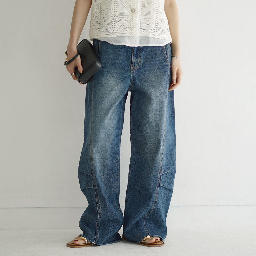 パンツ YENN / KNEE TUCK DENIM PT YENN YENN（イェン） ニータック デニムパンツ / レディース