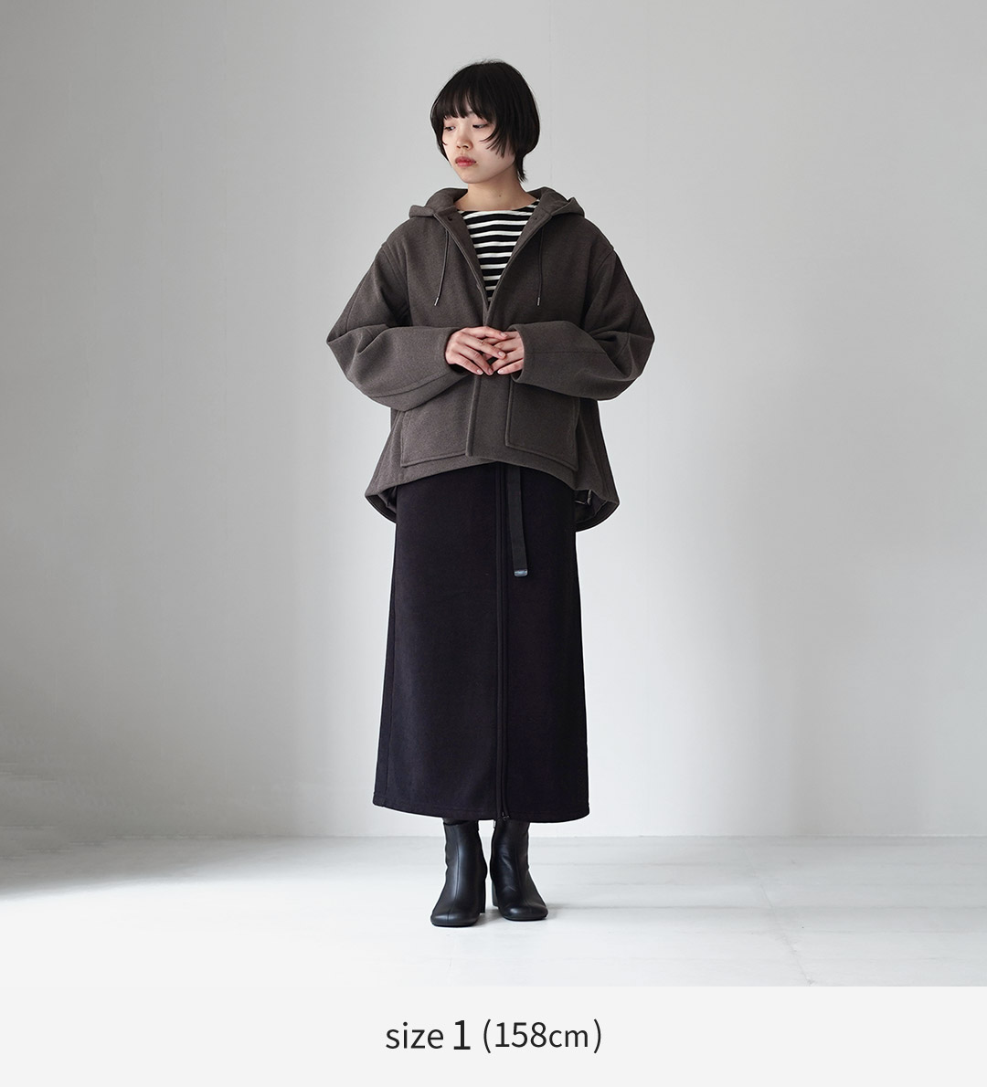 Orcival オーシバル 【美品】ハーフコート レディース 16 フード付き Orcival オーシバル 【美品】ハーフコート レディース 16 フード付き