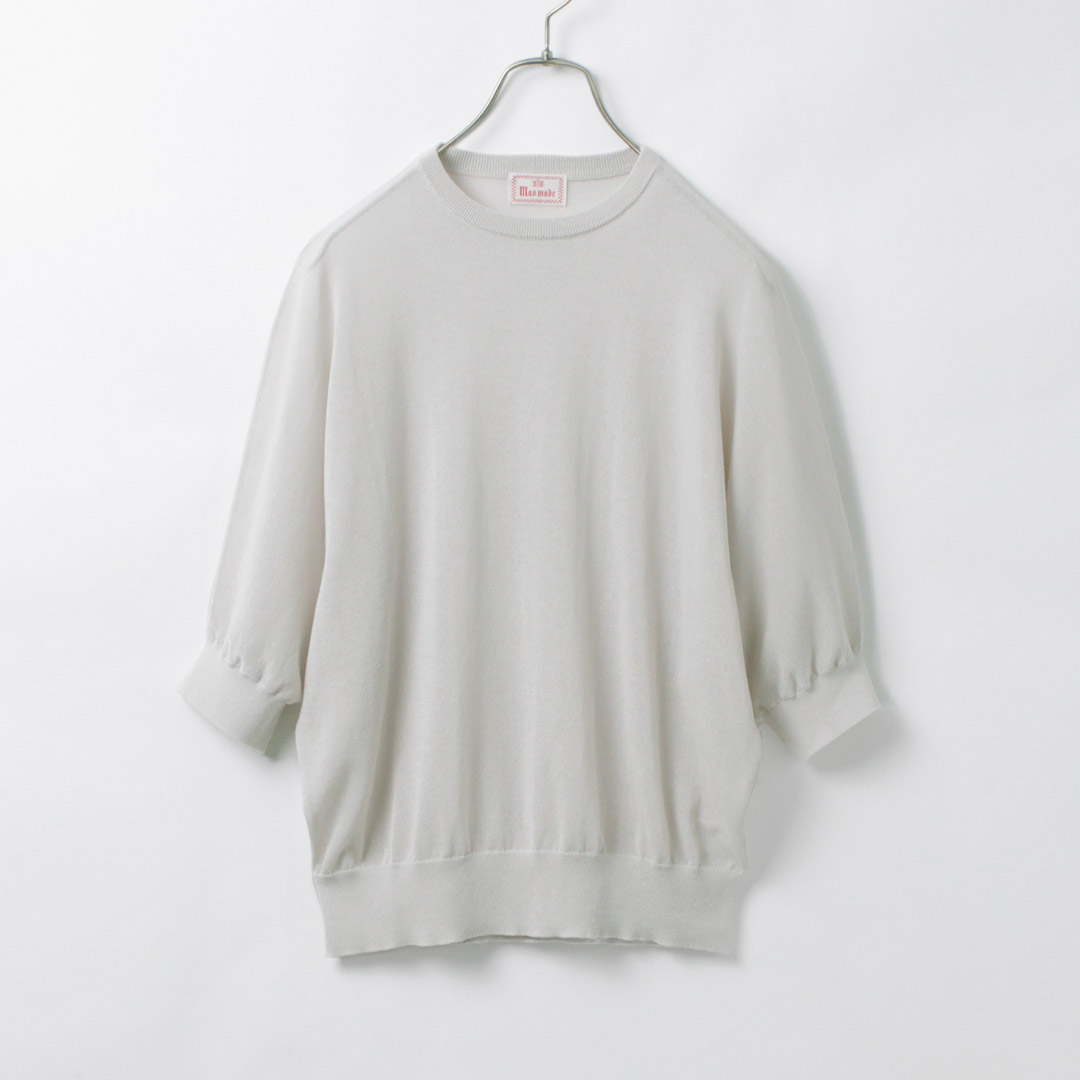 mao made マオメイド 長袖 　　　　　　　　　　　　半袖と２枚組 mao made（マオメイド） ヘルシーヤーン ニット ハーフスリーブ T