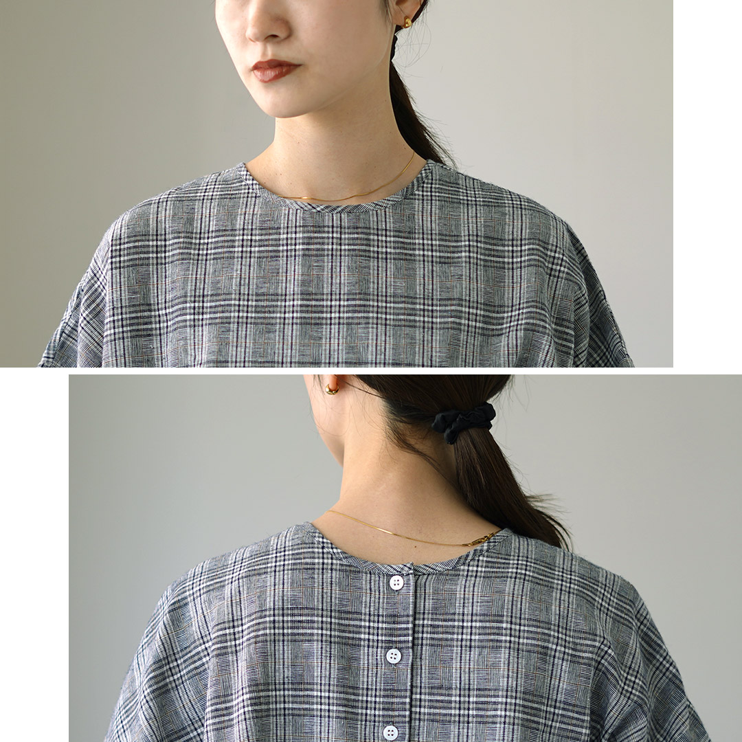 mao made（マオメイド） グレンチェック ブラウス / シャツ 半袖 五分