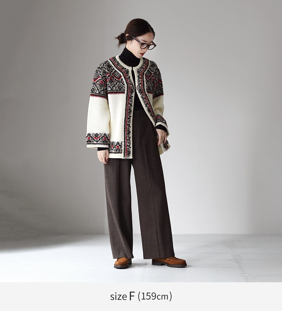 コーヘン ヨネトミ モヘヤ ウール ノルディック ゆったりカーディガン シャギー Coohem（コーヘン） ノルウィージャン ニットカーディガン