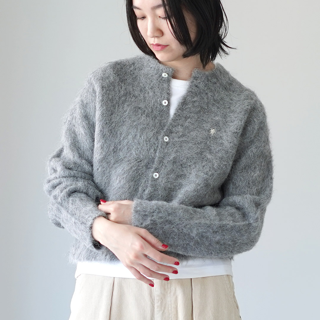 Gymphlex シャギーニット ショートカーディガン ジムフレックス　グレー Gymphlex シャギーニット ショートカーディガン ジムフレックス