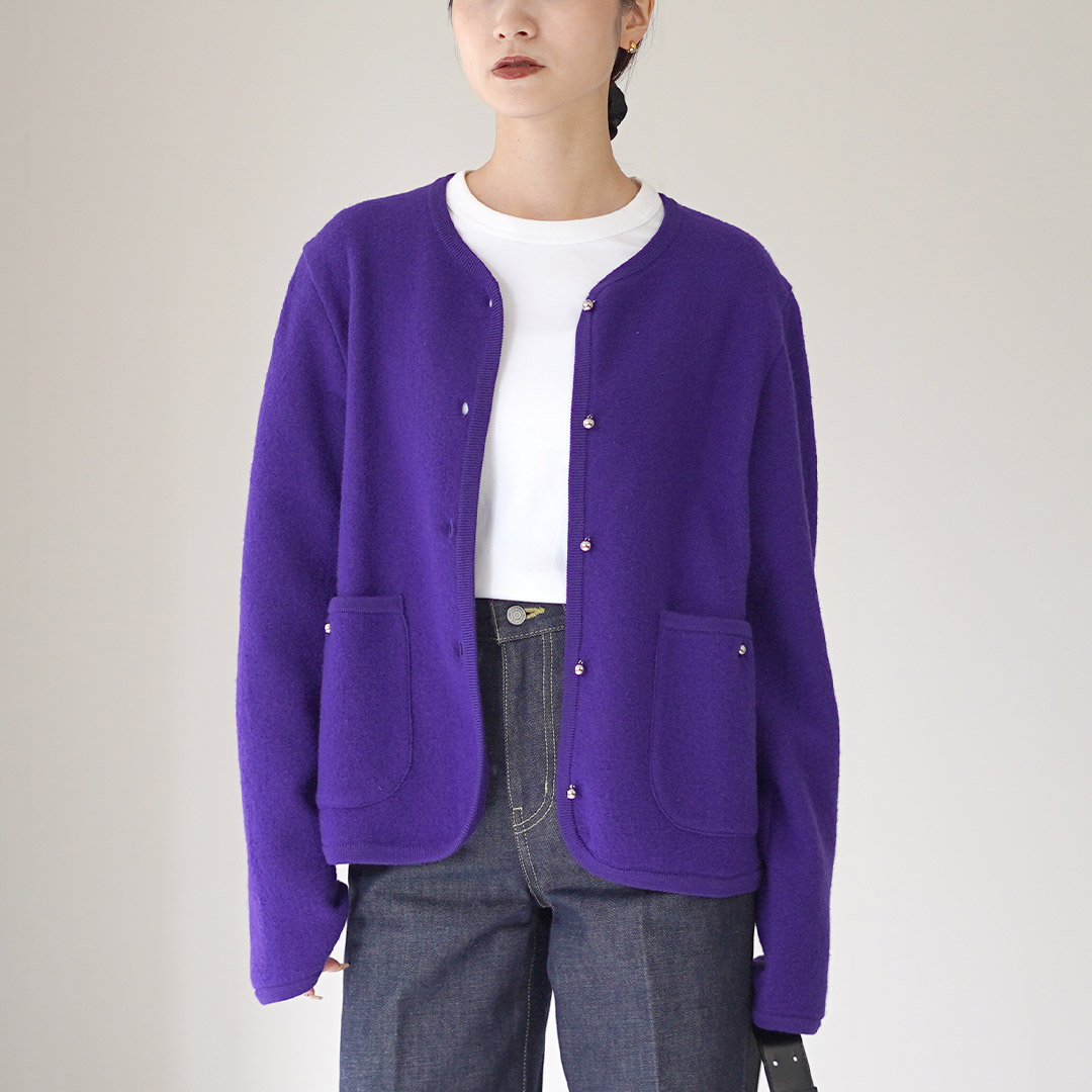 美品　レリアン　ウールジャケット　13＋　紫　デザインB カシミヤ100% 美品 レリアン ウールジャケット 13＋ 紫 デザインB カシミヤ100