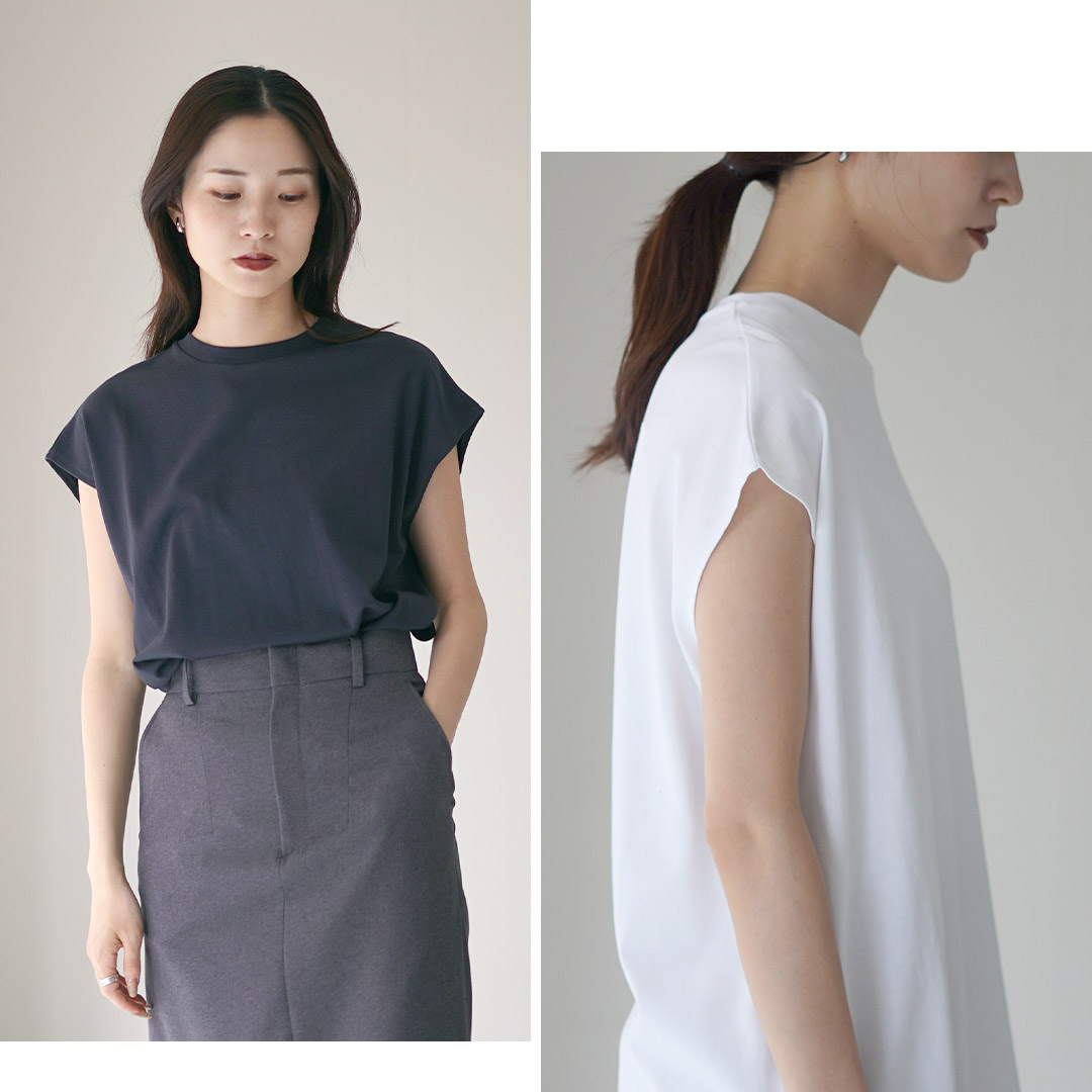 新品・未使用【SLOANE 】ウールxコットン フリンジフレンチスリーブ　2 LIFiLL（リフィル） コットニー スリーブレスTシャツ / カットソー