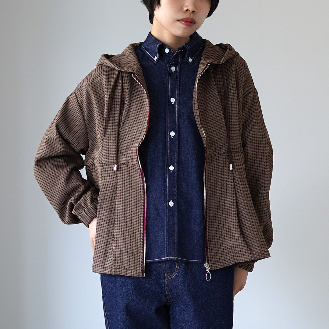 KELEN（ケレン） VESTY　ウエストタックデザイン フードジャケット / ライトアウター レディース チェック 千鳥 ジップ | Kelen | 02