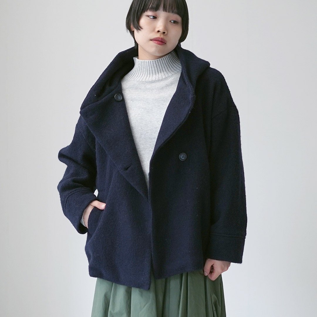 mao made（マオメイド） ダブルボタン ミドル フーディー ジャケット