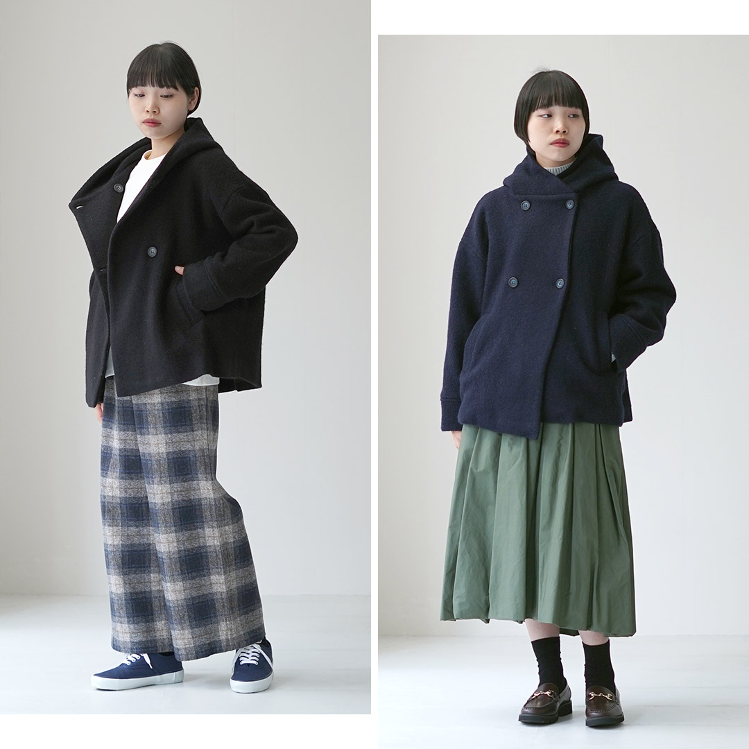 mao made（マオメイド） ダブルボタン ミドル フーディー ジャケット