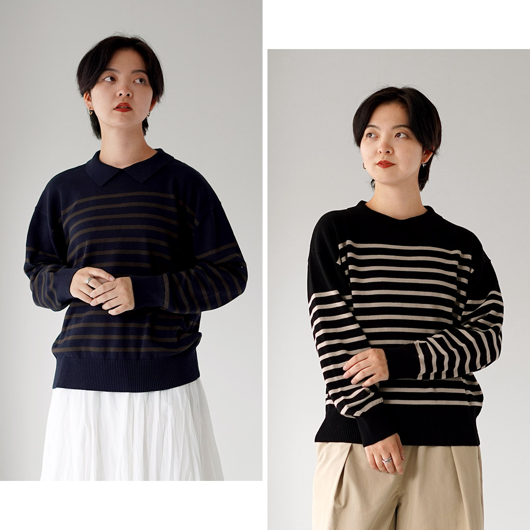 mao made（マオメイド） やわらかコットン レディライク ニットポロ