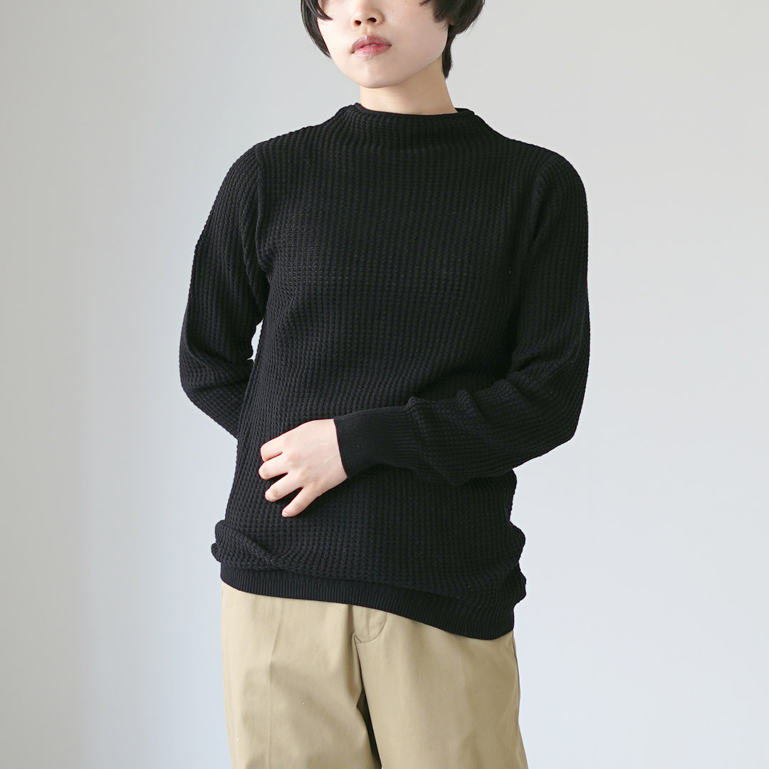 mao made（マオメイド） ハイゲージ ワッフル モックネックプル