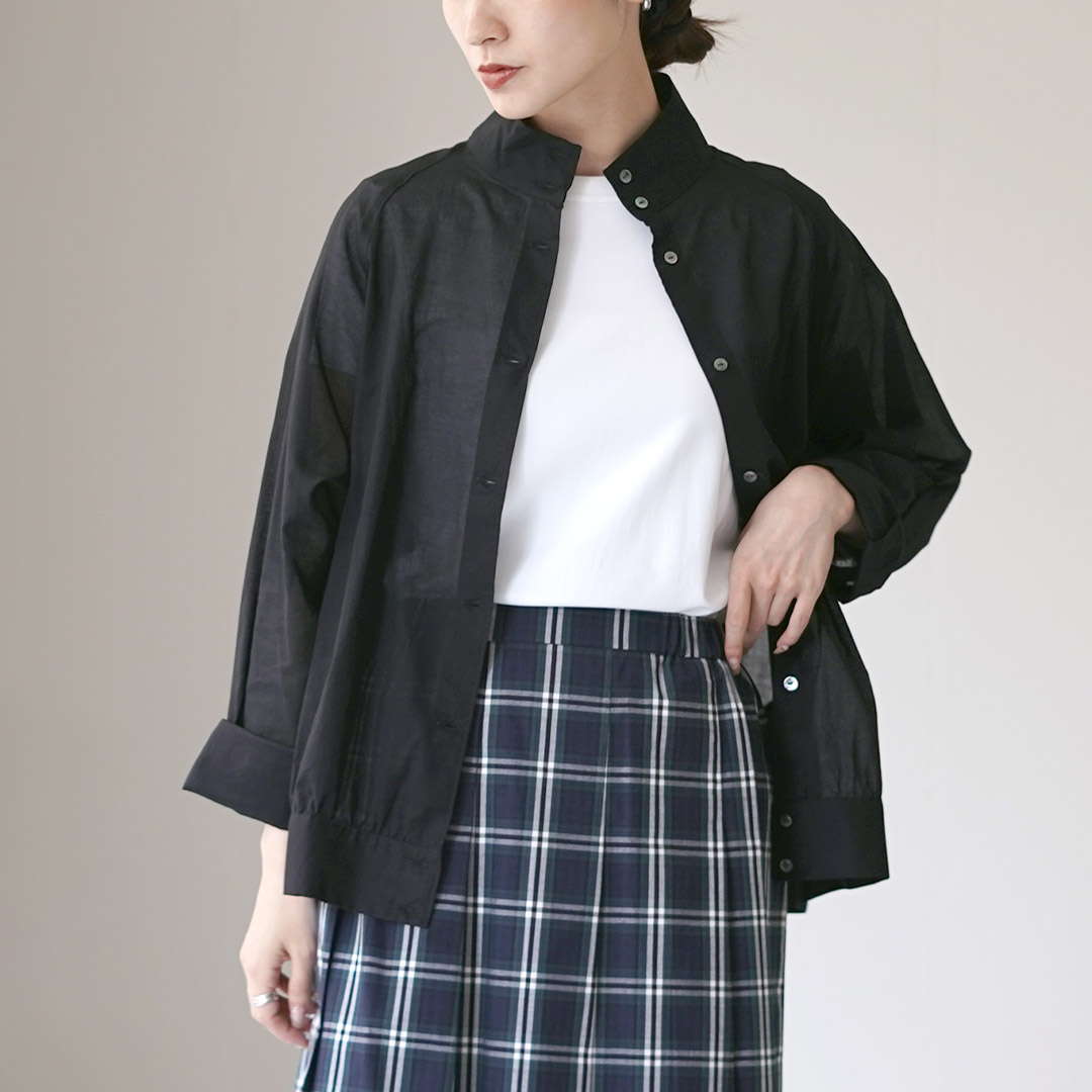 美品✨MidiUmi スウィングトップ　シャツ　シャツジャケット　ブラック　近年 MidiUmi（ミディウミ） シアー スウィングトップ シャツ / ジャケット